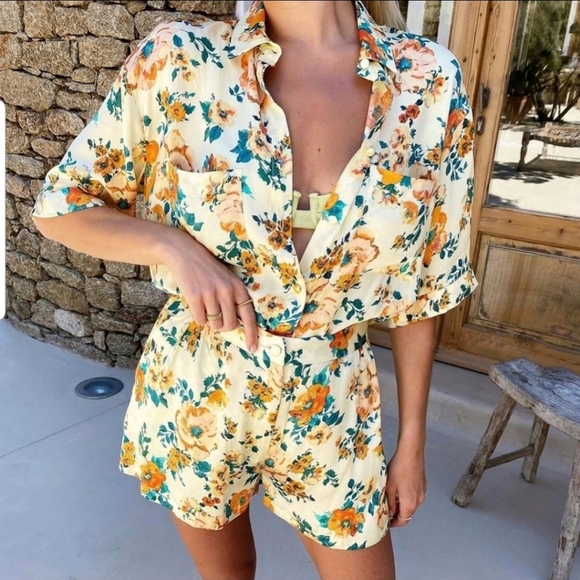 Zara floral print shirt + short Co-ord set - Picture 2 of 16